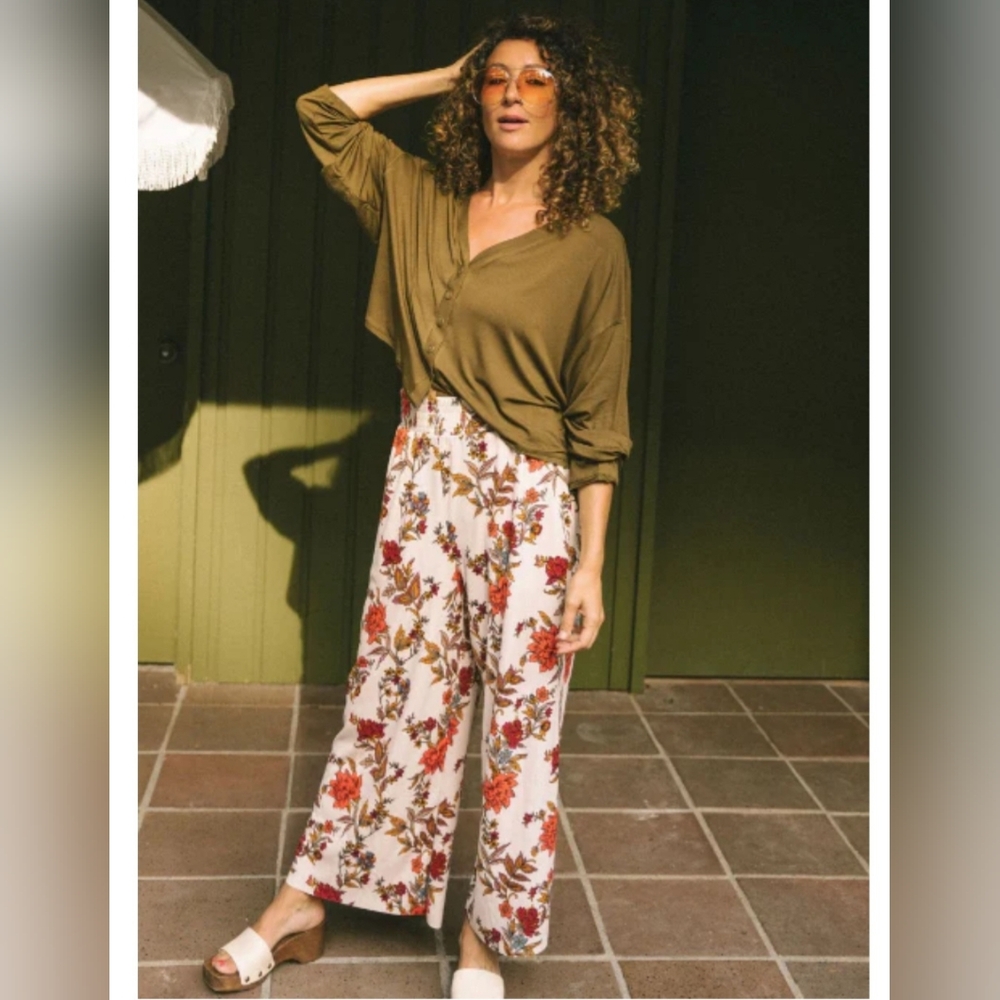 Jackson Rowe Jasmine Pants Tropics Print, Boho Crop Lenght